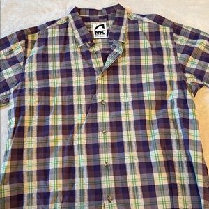 Mountain Khakis short sleeve Deep Creek Crinkle shirt Eggplant XL plaid